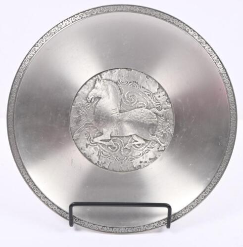 A Chinese pewter zodiac plate commemorating the year of the horse, by Royal Selangor 2002, 20cm diameter