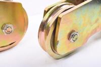 GATE ROLLERS: A pair of heavy metal gate rollers with brackets - 3