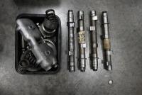 TRIUMPH TRW: A collection of Triumph TRW spares including a set of crank cases, set of fly wheels, four cams for fitting in crank case, timing side chain cover, gear box inner, set of valve springs and assortment of timing side bearings.&nbsp; - 9