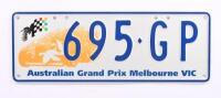 Australian Grand Prix&nbsp;Custom Victorian plates '695&nbsp;GP', sold with rights to display - [Location: Cheltenham, VIC]