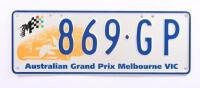 Australian Grand Prix&nbsp;Custom Victorian plates '869&nbsp;GP', sold with rights to display - [Location: Cheltenham, VIC]