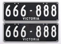 Six-Digit Victorian Custom Numeric plates '666-888', sold with rights to display [Location: Cheltenham, VIC] - 2