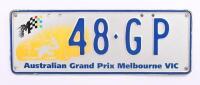 Australian Grand Prix&nbsp;Custom Victorian plates '48&nbsp;GP', sold with rights to display [Location: Cheltenham, VIC]