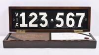 Six digit Victorian heritage enameled plates '123-567', sold with rights to display [Location: Cheltenham, VIC]