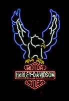 HARLEY DAVIDSON: A modern light up Harley Davidson Motor Cycles neon sign featuring eagle logo.&nbsp;61cm wide, 93cm high.&nbsp;