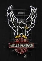 HARLEY DAVIDSON: A modern light up Harley Davidson Motor Cycles neon sign featuring eagle logo.&nbsp;61cm wide, 93cm high.&nbsp; - 2