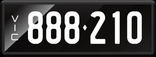VIC ‘888.210’ Numerical Number Plate finished in Prestige style. Sold with rights to display.