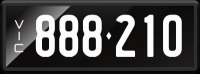 VIC &lsquo;888.210&rsquo; Numerical Number Plate finished in Prestige style. Sold with rights to display.