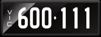 VIC &lsquo;600.111&rsquo; Numerical Number Plate finished in Prestige style. Sold with rights to display.