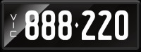 VIC &lsquo;888.220&rsquo; Numerical Number Plate finished in Prestige style. Sold with rights to display.