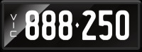 VIC &lsquo;888.250&rsquo; Numerical Number Plate finished in Prestige style. Sold with rights to display.