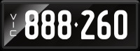 VIC &lsquo;888.260&rsquo; Numerical Number Plate finished in Prestige style. Sold with rights to display.