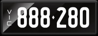 VIC &lsquo;888.280&rsquo; Numerical Number Plate finished in Prestige style. Sold with rights to display.