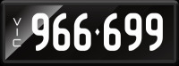 VIC &lsquo;966.699&rsquo; Numerical Number Plate finished in Prestige style. Sold with rights to display.