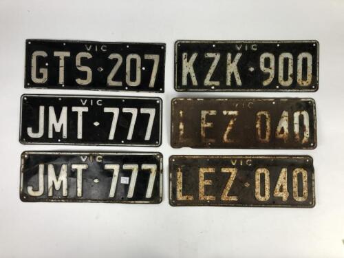 VICTORIAN NUMBER PLATES: A group of black and white Victorian display number plates