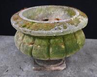 An antique hand carved stone planter on pedestal base, 38cm high, 50cm diameter - 2