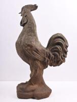 A French antique style cast metal figures of rooster, 57cm high