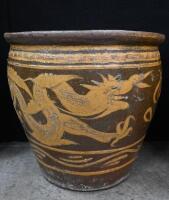 A pair of Chinese jardinieres features dragons with turquoise glaze on the inside, 50cm high, 51cm diameter - 3