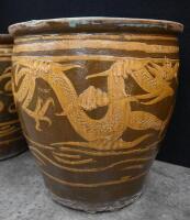 A pair of Chinese jardinieres features dragons with turquoise glaze on the inside, 50cm high, 51cm diameter - 6