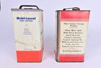 MOBIL: Two Mobil cans&nbsp;one 'Mobilube' oil&nbsp;and one 'Mobil-Laurel' kerosene.&nbsp;26cm high - 2