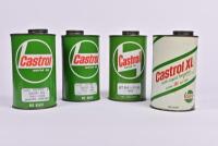CASTROL: Four Castrol one quart oil cans.