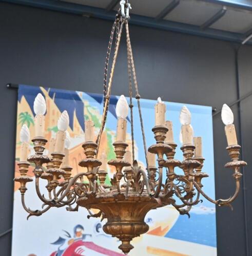 An early giltwood and metal chandelier