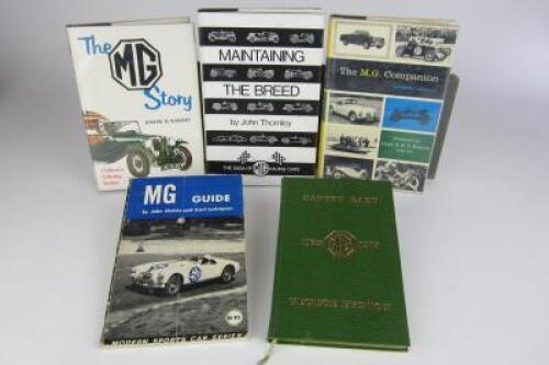 M.G: Five books relating to M.G (one authored and signed by G.Eyston)