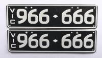 Six-Digit Victorian Custom Numeric plates '966-666', sold with rights to display [Location: Cheltenham, VIC] - 2