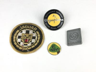 ENGLISH BADGES: A group of English car badges. Performance Equipment 'By Aquaplane' Ford badge