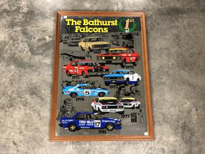 FORD FALCON: A large commemorative printed mirror depicting 'The Bathurst Falcons'