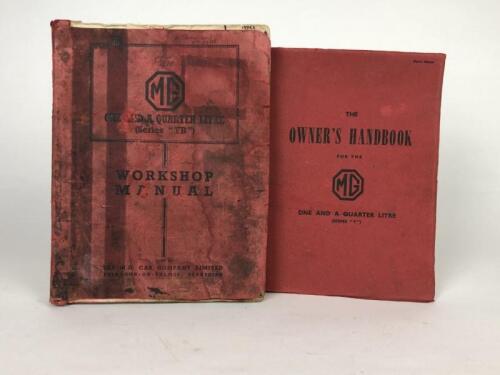 MG: Two original MG 1 1/4 litre factory books for the 'Y' and 'TB' series, including an export edition Owner's Manual 'Y' Series and Workshop Manual Series 'YB'