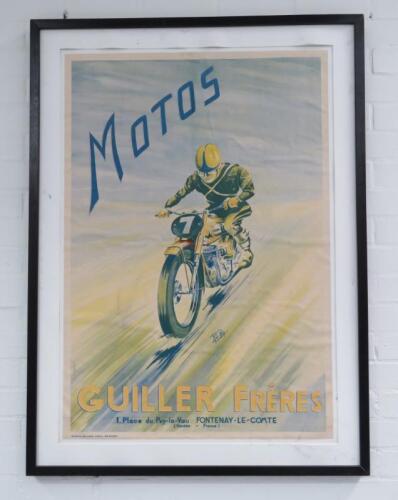 20 · An original circa 1948 French advertising poster for 'Motos Guiller Frerer', by pseudonym 'Rob Roy' - [Brunswick]