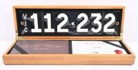 Six digit Victorian heritage enameled plates '112-232', sold with rights to display [Location: Cheltenham, VIC]