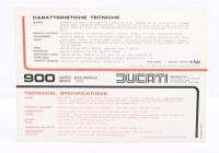 DUCATI: An extremely rare double sided single sheet 1975 Ducati 900 Desmo SS sales brochure - 2