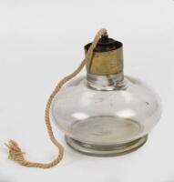 GLASS BOWL LAMP: A pair of glass bowl lamps, with wax seal