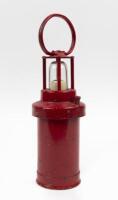 MINERS LAMP: A tall 1942 British miners lamp CEAG inscribed on side, red, 34cm high