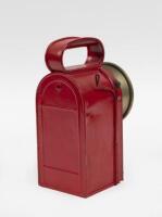 SIGNAL LAMP: An interesting small electric handheld signal lamp, curved post box style shape. 21cm tall. - 2
