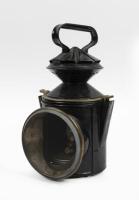 LAMP: A black railway guards lamp labelled&nbsp;'Guard Carrol'.