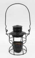 LAMP: A black 1922 wire framed, multipurpose&nbsp;lamp, 41cm high.
