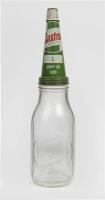 CASTROL: A one quart embossed Castrol&nbsp;hockey stick logo glass oil bottle with&nbsp;Castrol '20W-30 MS', tin pourer, with dust cap