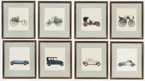 MERCEDES BENZ: A selection of eight vintage Mercedes Benz prints, 1886-1936, 36cm high