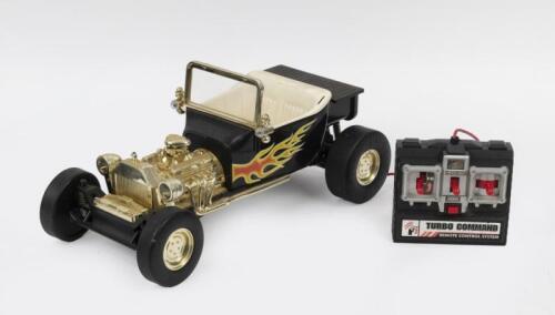 RADIO: A vintage 1980s radio controlled 'Turbo Command' RC T-Bucket, plastic, no box, 42.5 cm long
