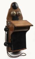 ERICSSON: A antique Ericsson wall mounted magneto telephone, Approx 70cm tall, 36cm wide. - 3