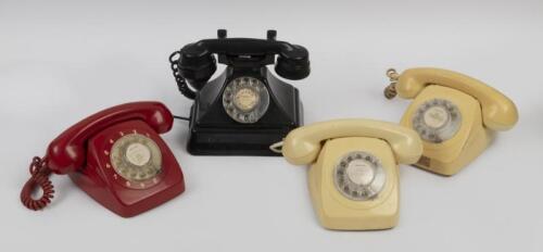 TELEPHONES: A collection of four table phones including a 1930's 162/232 and three 1960s 801/802 'ColorFones'.