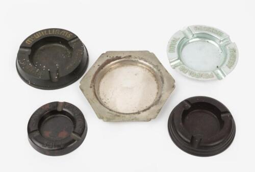ASHTRAYS: A collection of five vintage ashtrays including a 'Lifesavers Pep-O-Mint' a 'Penfolds' and a 'McWilliams' sherry and two others.