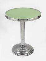 TABLE: An&nbsp;Art Deco&nbsp;style&nbsp;chrome smokers table with green top. 51cm high, 40cm wide&nbsp;