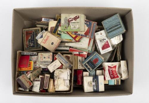 CIGARETTES: A large collection of vintage cigarette boxes and soft shell packets including Champion, Havelock, Blackcat, Marlboro as well as a small selection of match boxes including Redheads