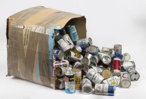 BEER CANS: A large collection of vintage beer cans, some drained with unopened ring pulls