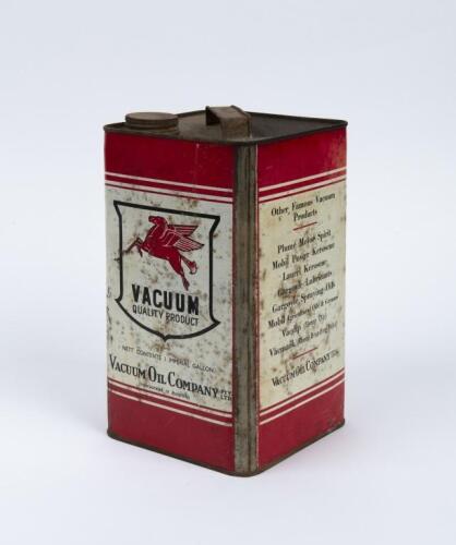 MOBILUBE: A one quart 'Mobilube Vacuum Oil Company' can.
