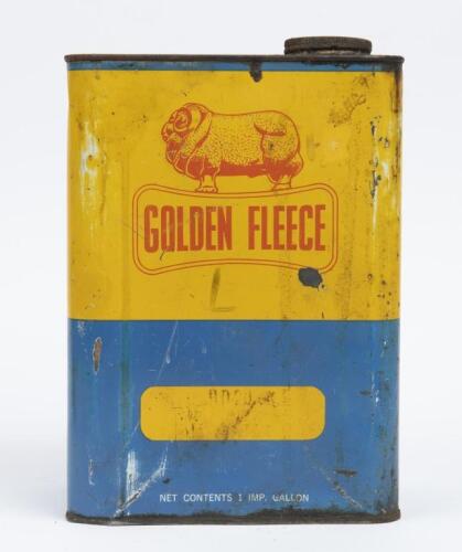 GOLDEN FLEECE: A one imp gallon 'Golden Fleece' motor oil tin.